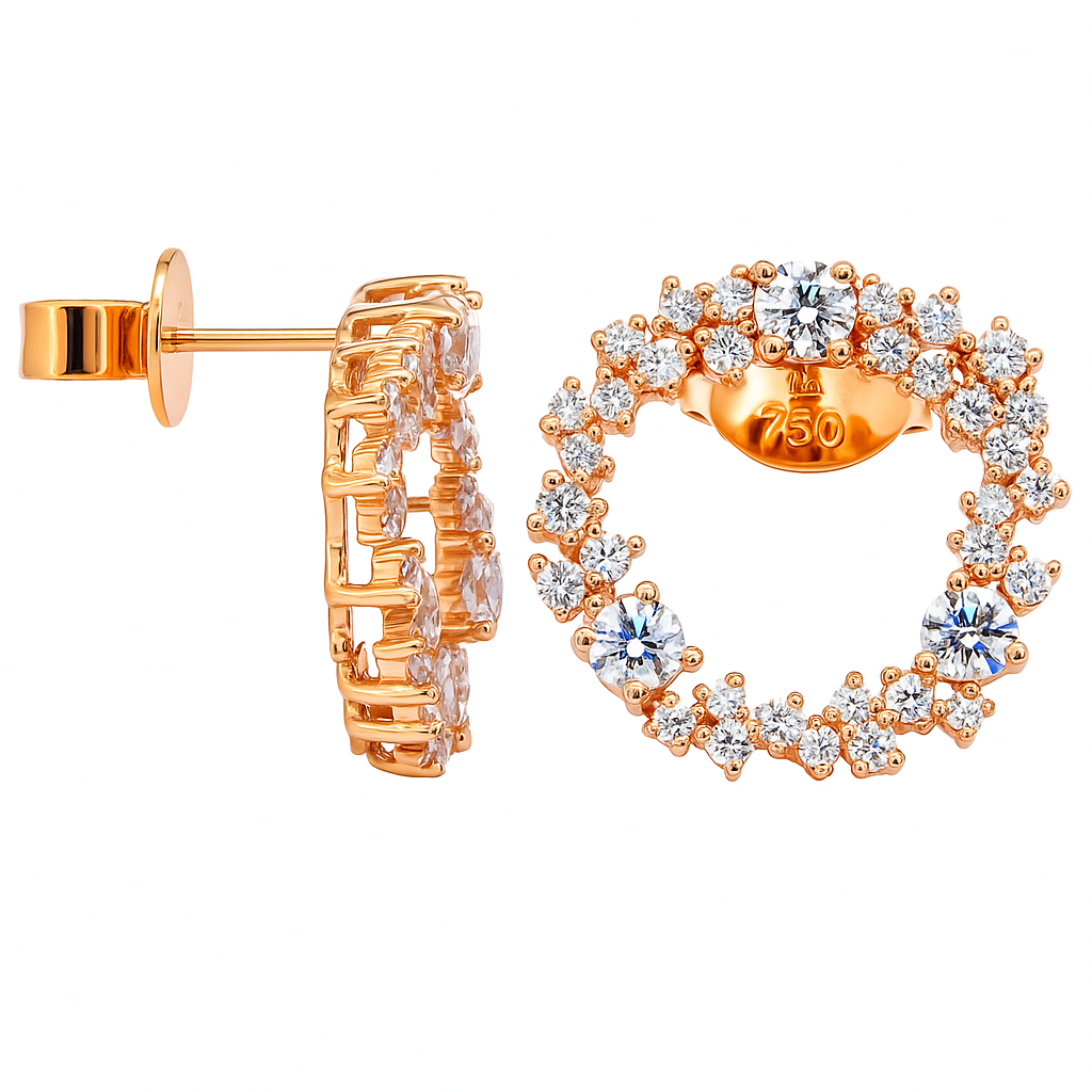 18K Rose Gold Diamond Stud Earrings, 1.39ct