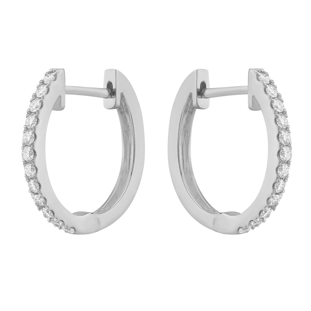 18K White Gold Diamond Huggie Earrings, 0.27ct