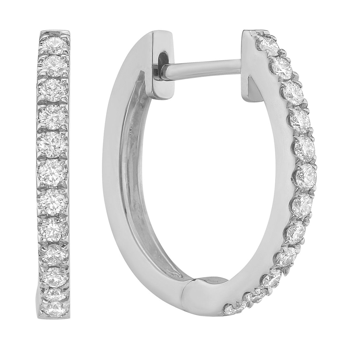 18K White Gold Diamond Huggie Earrings, 0.27ct