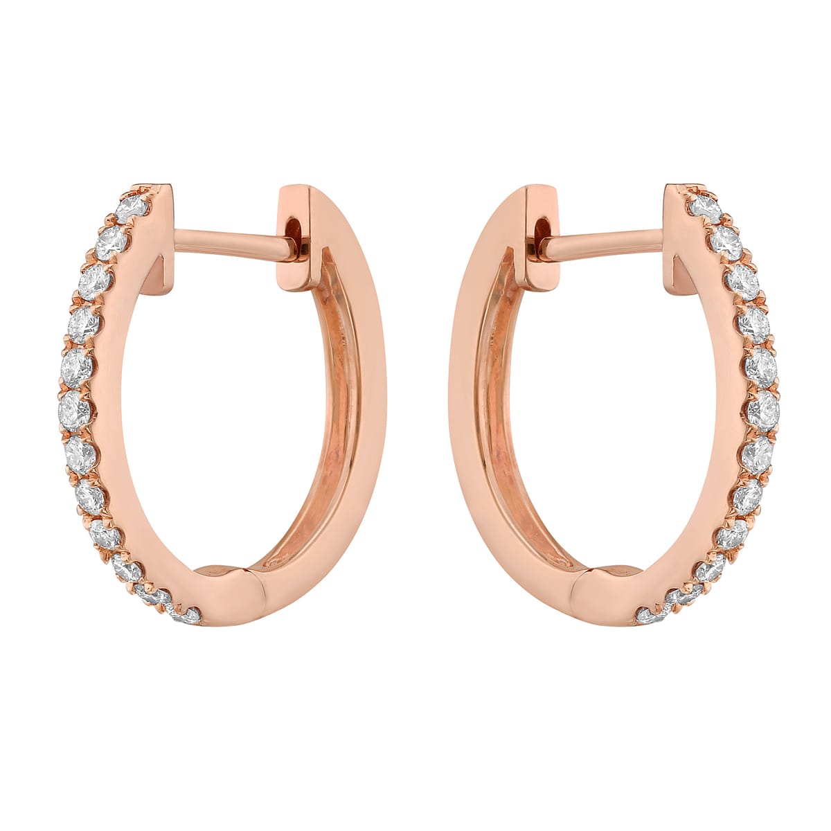 14K Rose Gold Classic Huggie Earring, 0.26ct