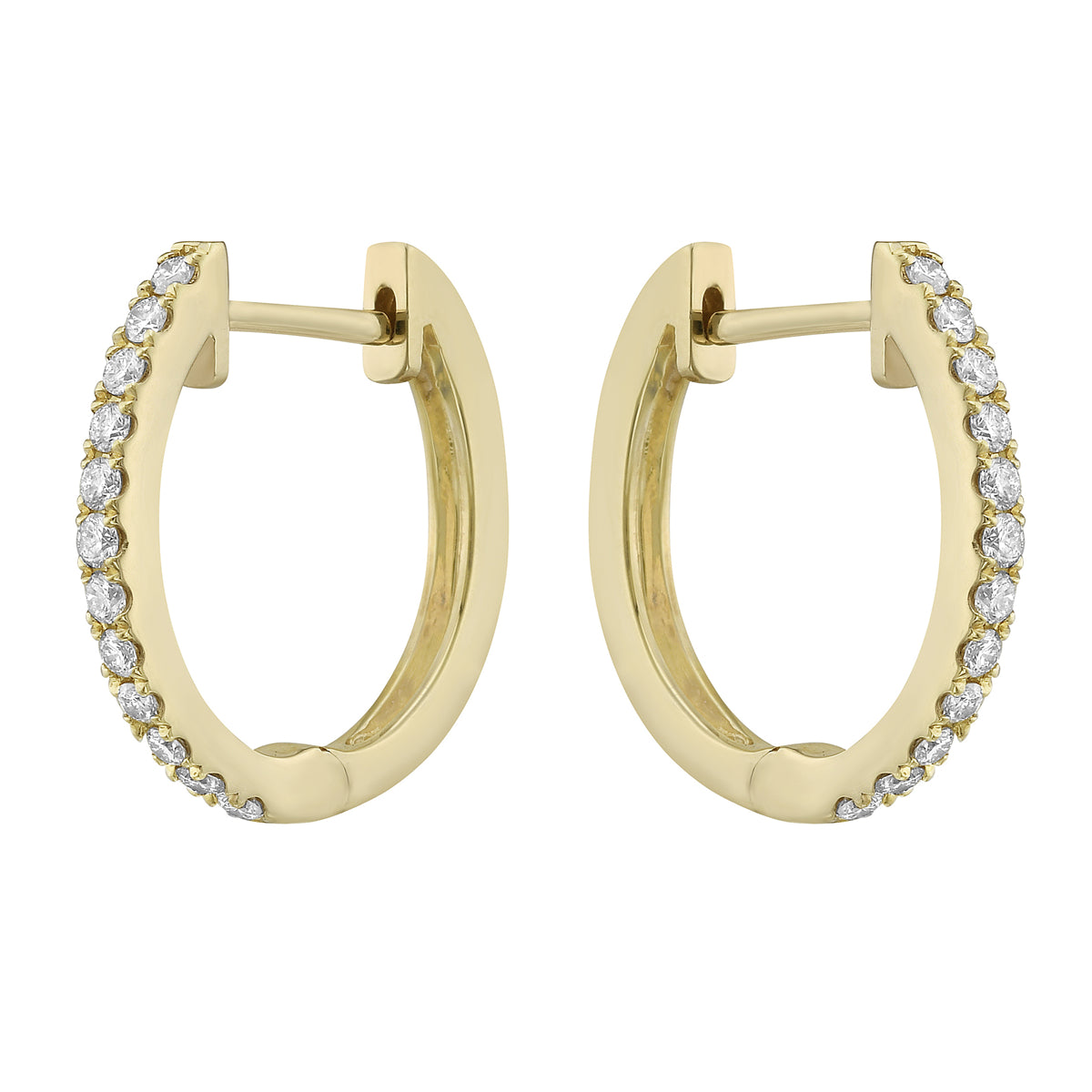 18K Yellow Gold Diamond Huggies Earrings, 0.27ct