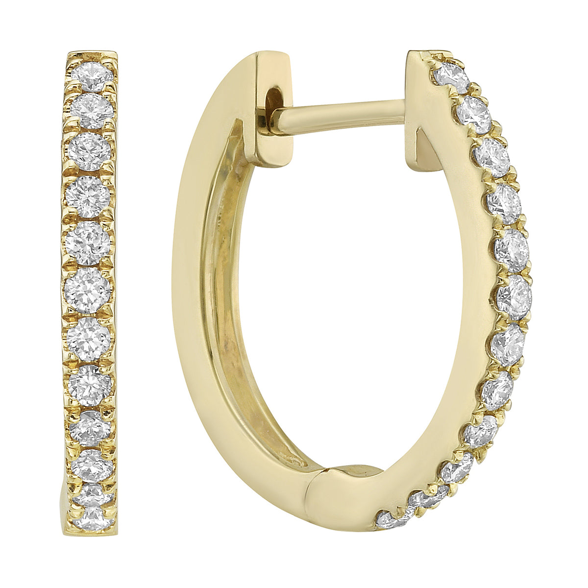 18K Yellow Gold Diamond Huggies Earrings, 0.27ct