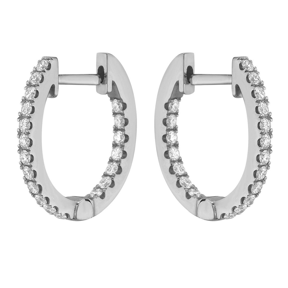 14K White Gold Inside Outiside Huggie Earring - Small, 0.42ct