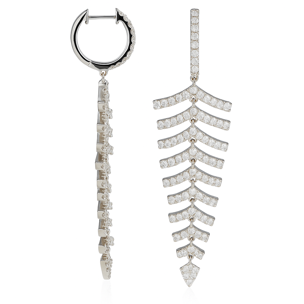 18K White Gold Diamond Hanging Earrings, 1.34ct