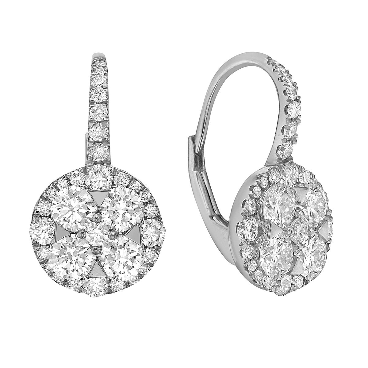18K White Gold Diamond Hanging Earrings, 1.37ct
