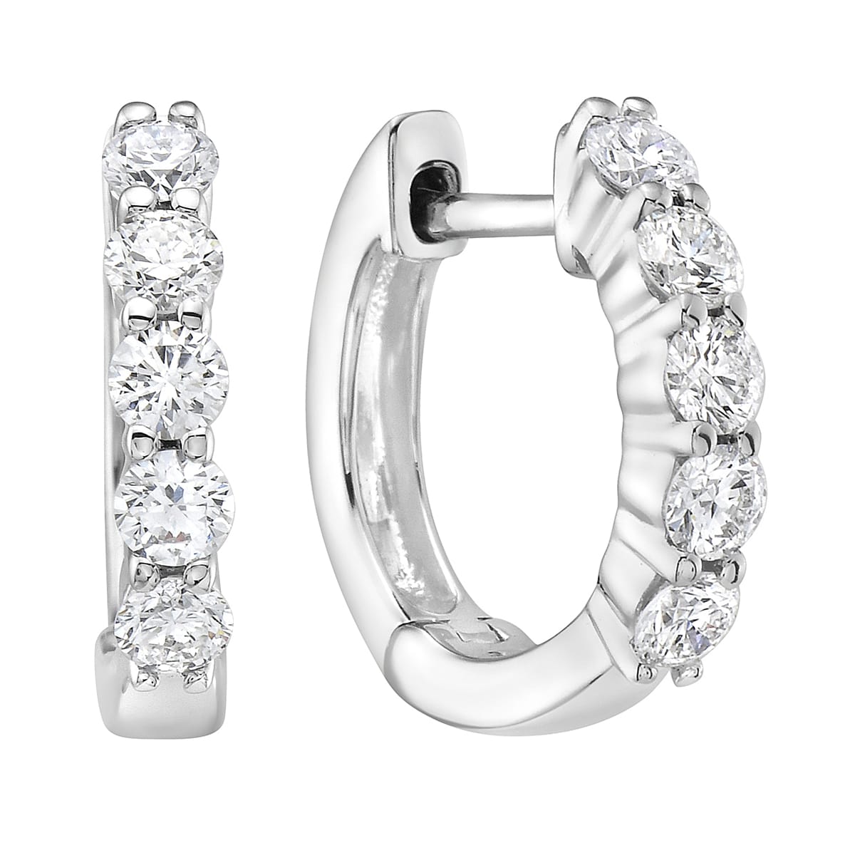 14K White Gold Diamond Hoop Earrings, 0.61ct