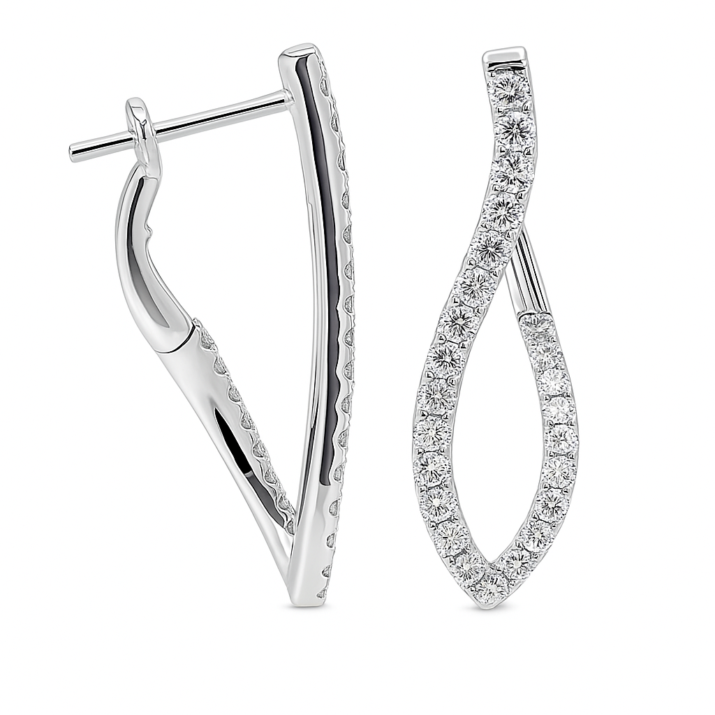 18K White Gold Diamond Hanging Earrings, 0.68ct