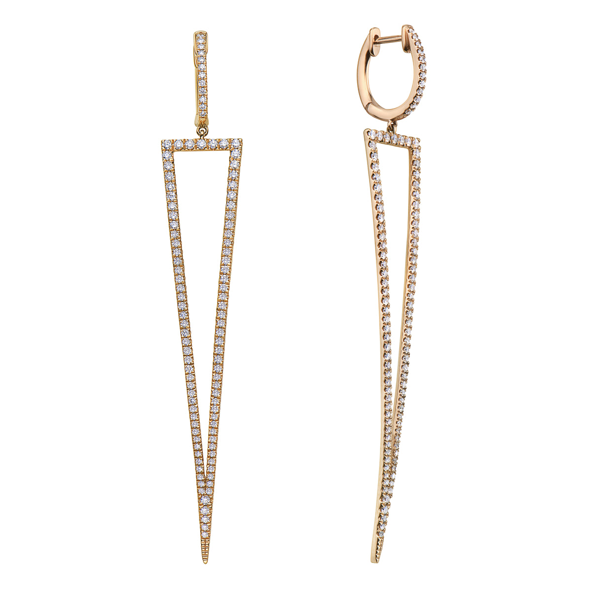 18K Rose Gold Diamond Hanging Earrings, 1.02ct
