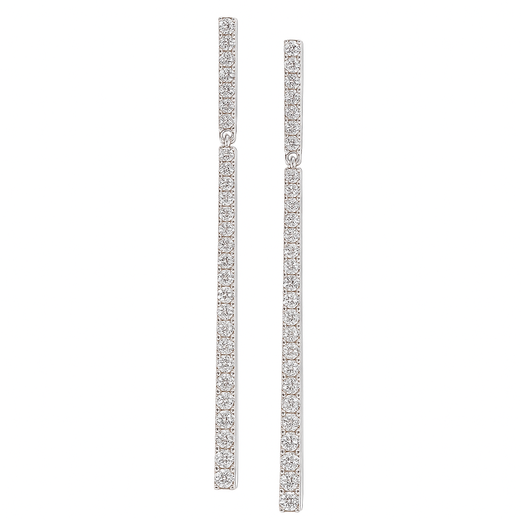 18K White Gold Diamond Hanging Earrings, 0.99ct