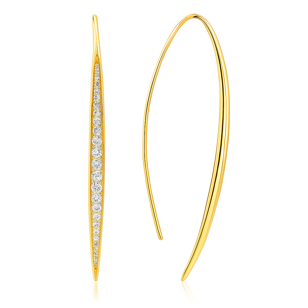 18K Yellow Gold Diamond Hanging Earrings, 1.19ct
