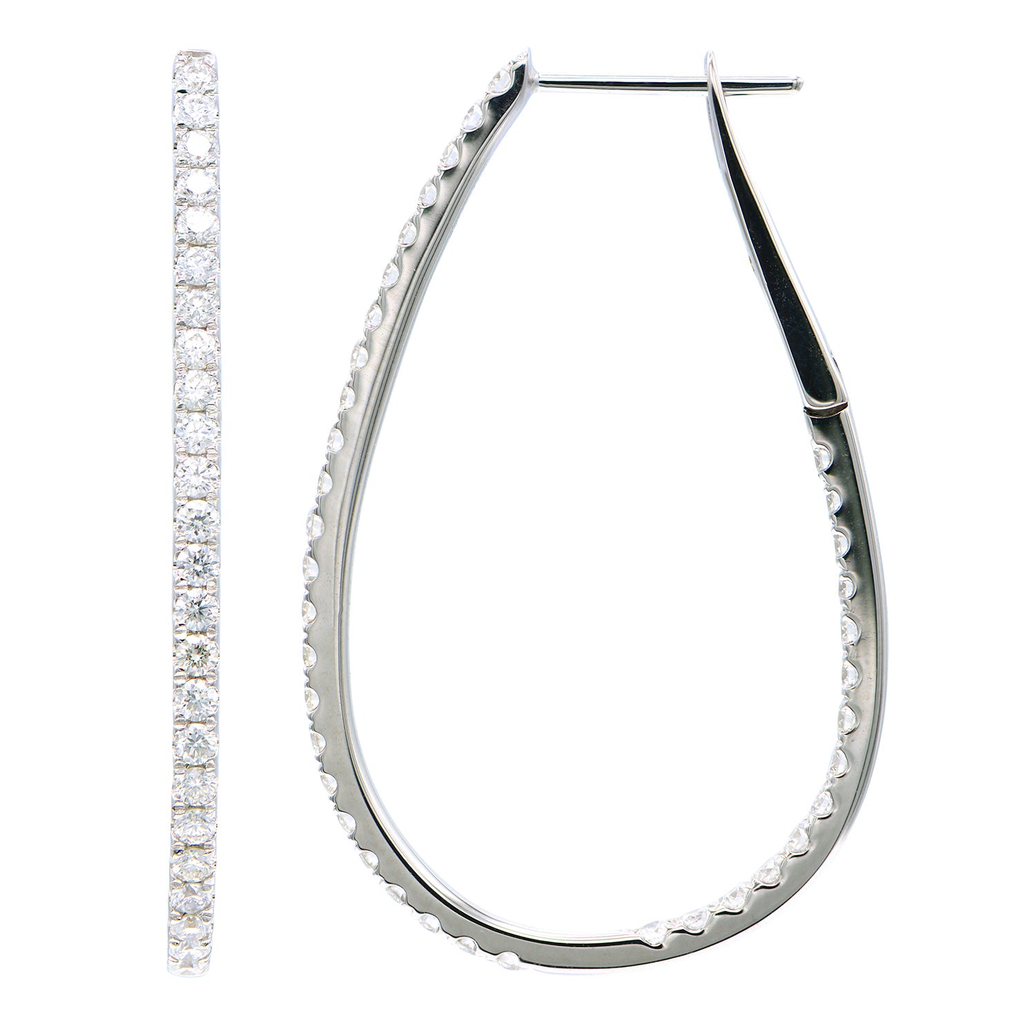 18K White Gold Diamond Hoops Earrings, 0.65ct