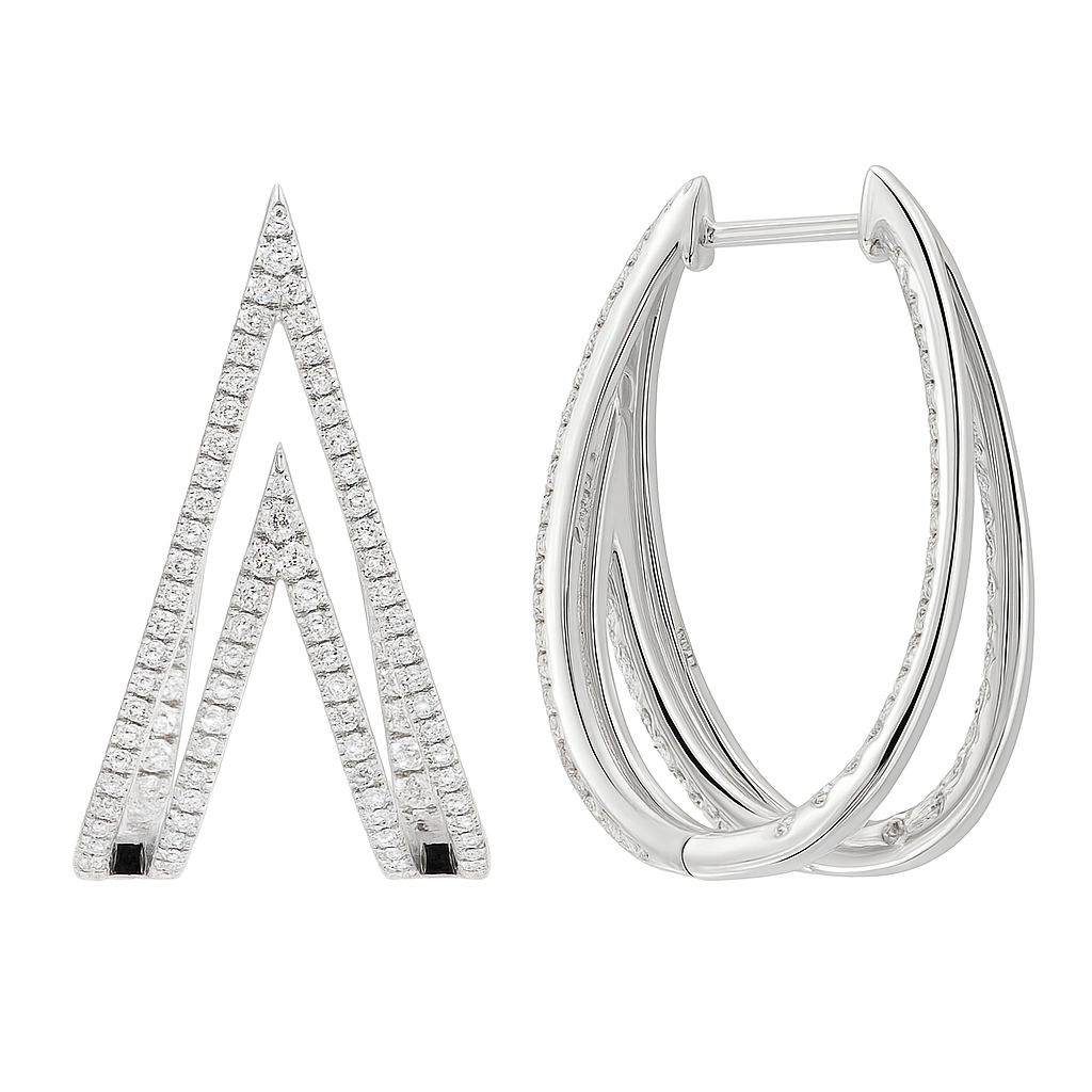 18K White Gold Diamond Earrings, 1.15ct