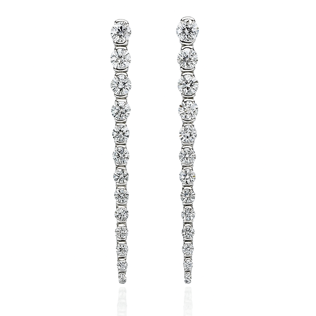 18K White Gold Diamond Hanging Earrings, 1.37ct