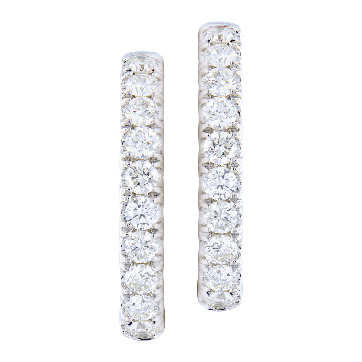 18K White Gold Diamond Hoops Earrings, 1.37ct