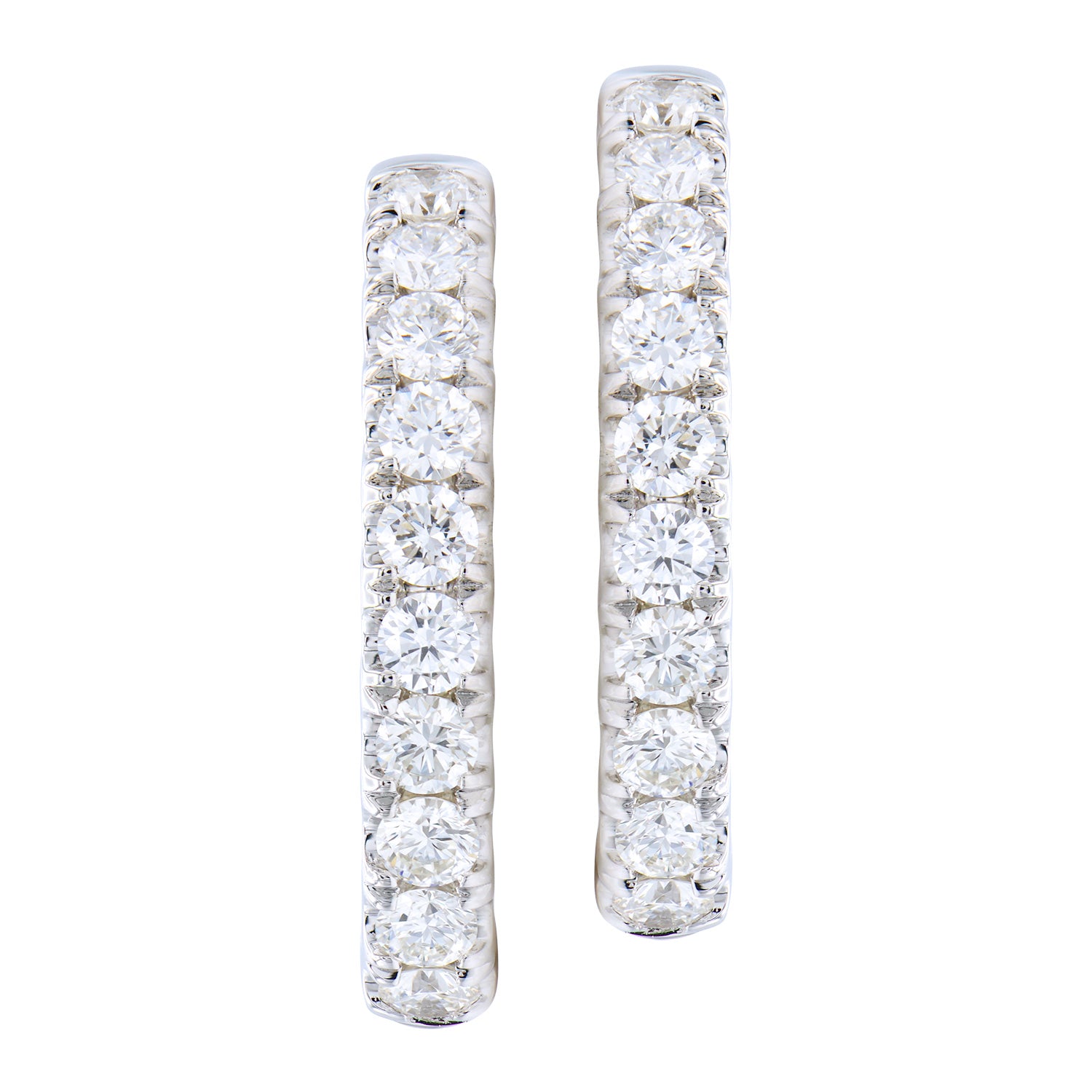 18K White Gold Diamond Hoops Earrings, 1.37ct