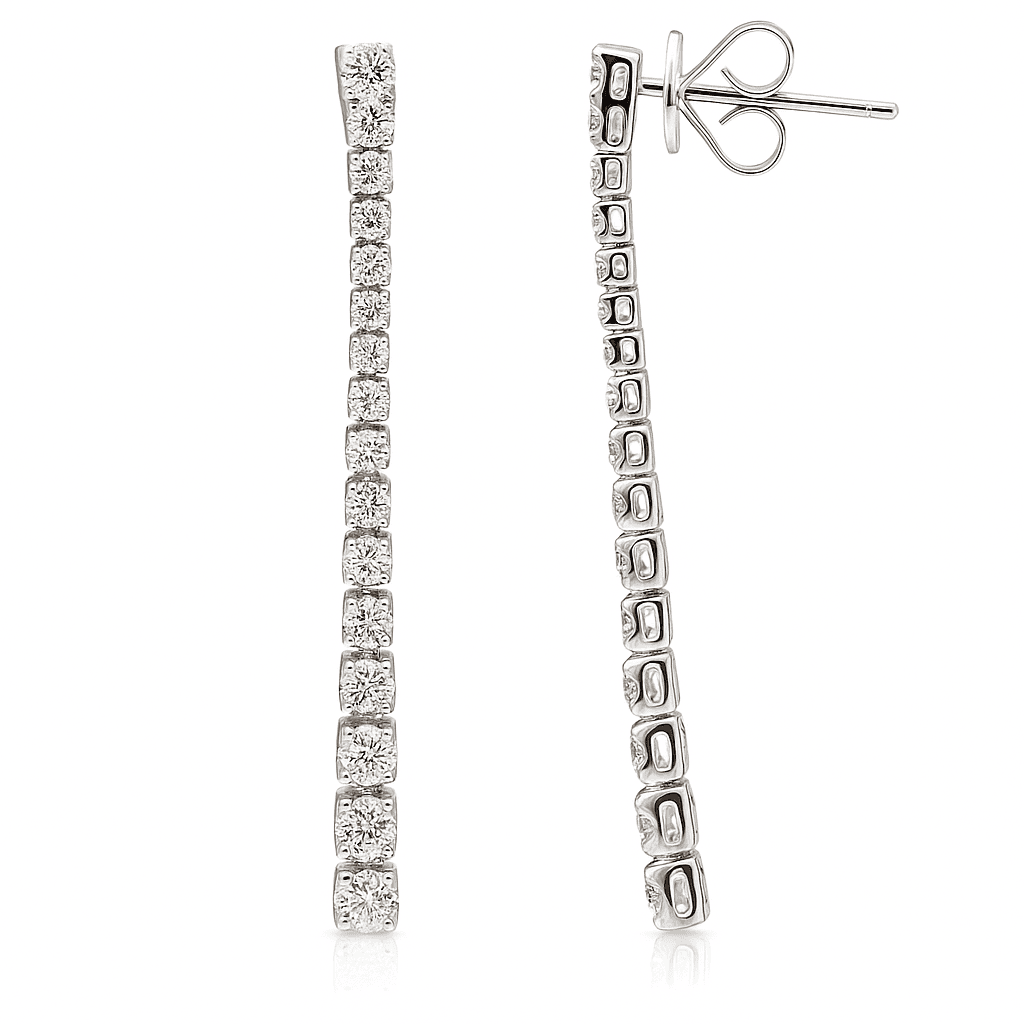 18K White Gold Diamond Hanging Earrings, 0.98ct