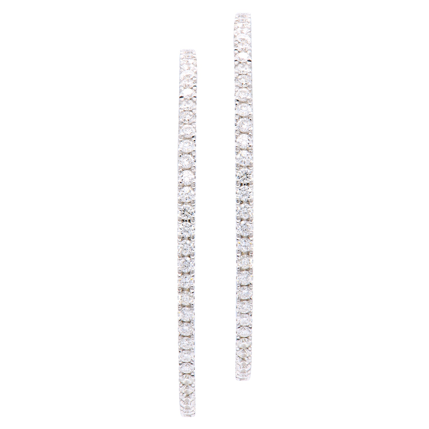 14K Yellow Gold Inside and Out Diamond Hoop Earrings, 1.25 Inch, 0.82ct