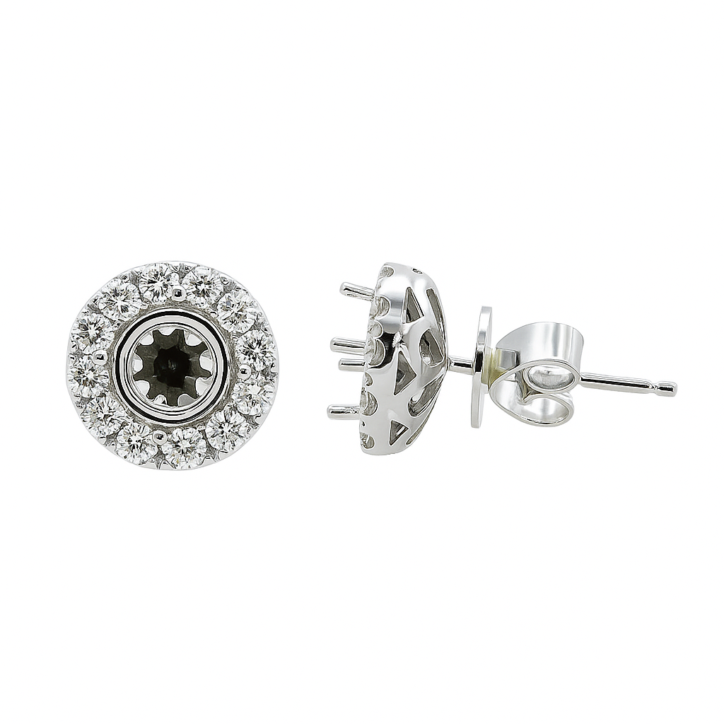 18K White Gold Diamond Stud Earrings, 0.74ct