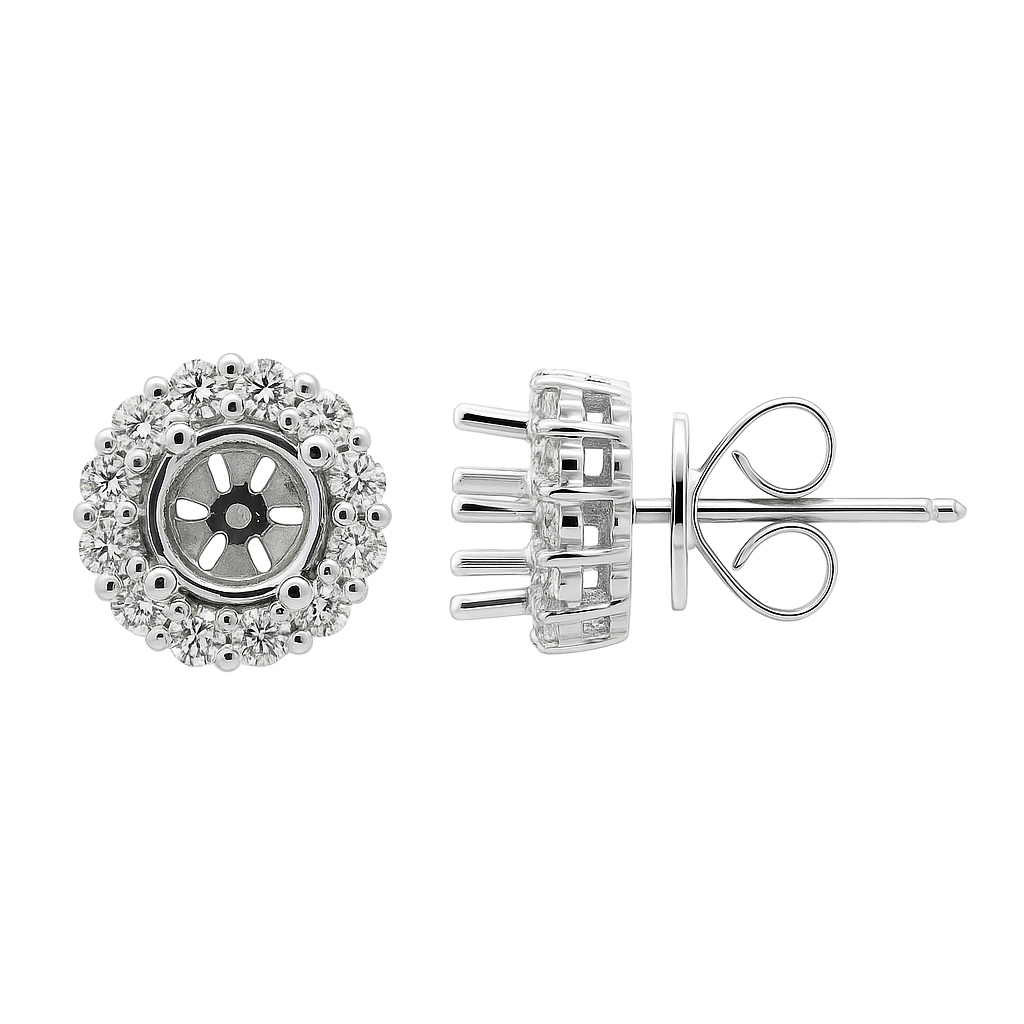 18K White Gold Diamond Stud Earrings, 0.62ct