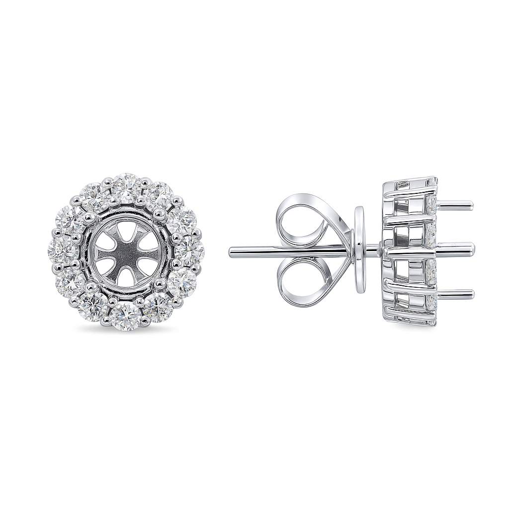 18K White Gold Diamond Stud Earrings, 0.67ct