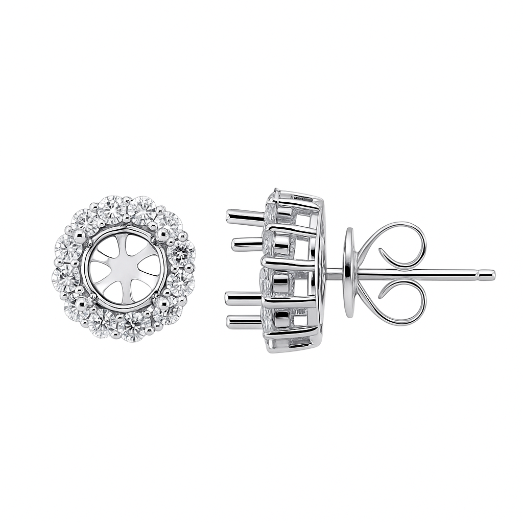 18K White Gold Diamond Stud Earrings, 0.87ct