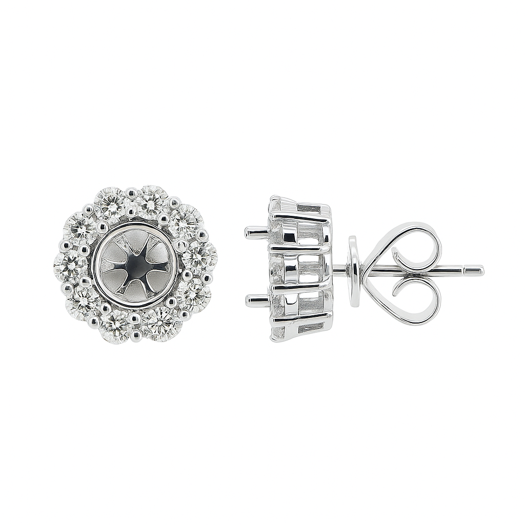 18K White Gold Diamond Stud Earrings, 1.08ct