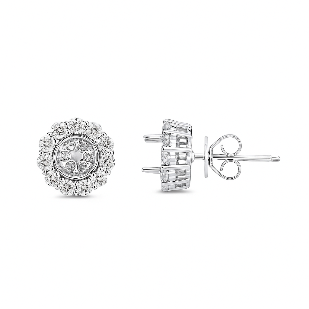 18K White Gold Diamond Stud Earrings, 1.03ct