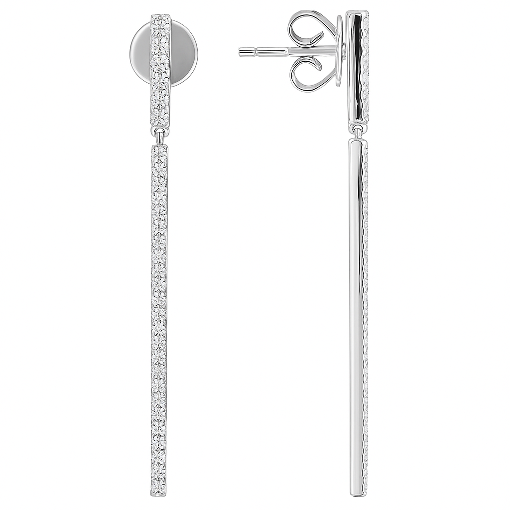 18K White Gold Diamond Hanging Earrings, 0.45ct