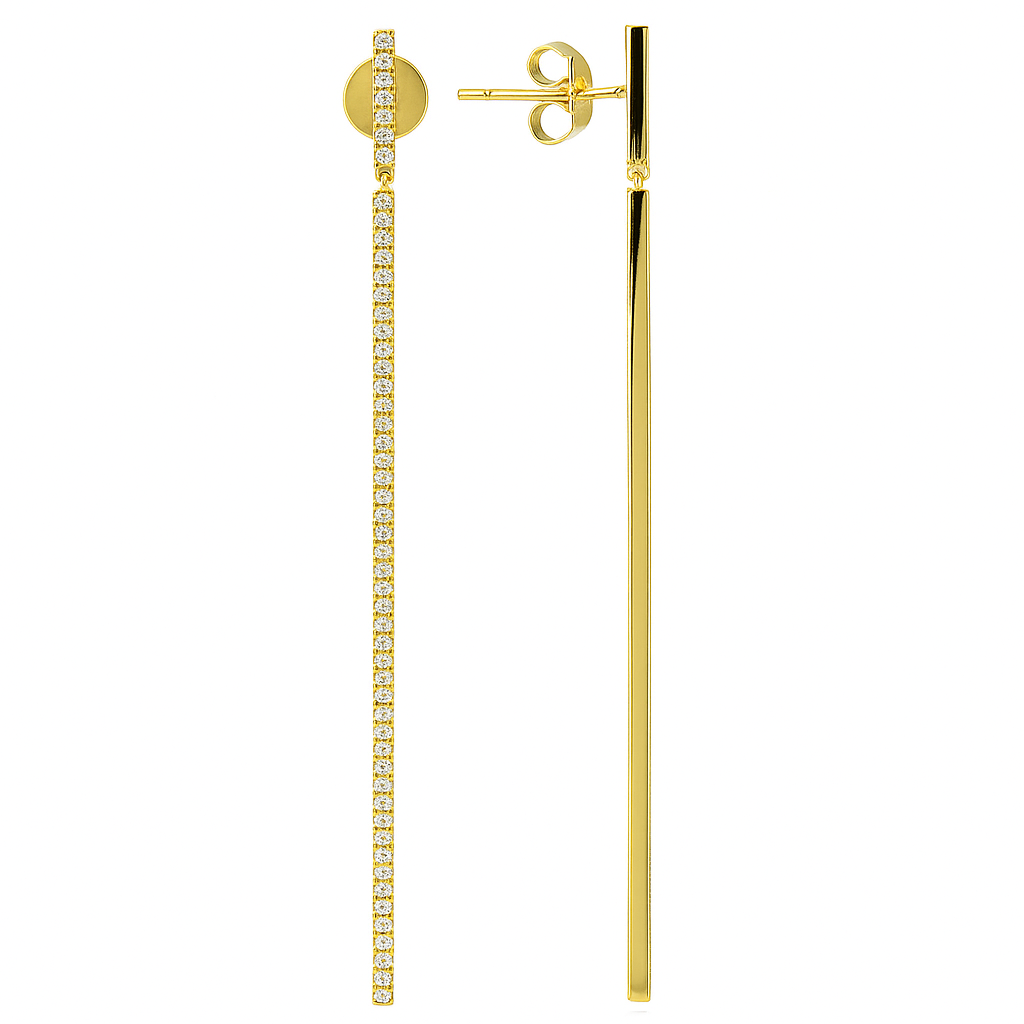 18K Yellow Gold Diamond Hanging Earrings, 0.45ct