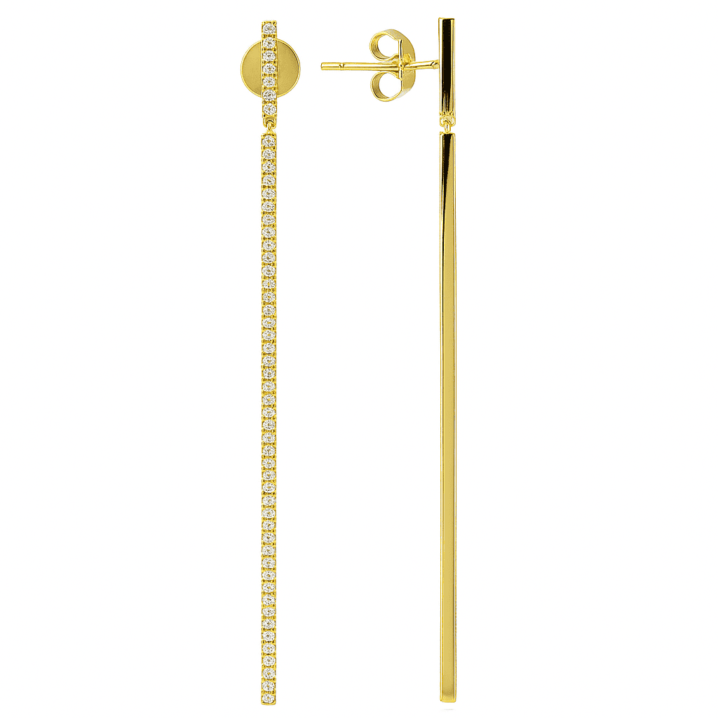 18K Yellow Gold Diamond Hanging Earrings, 0.45ct