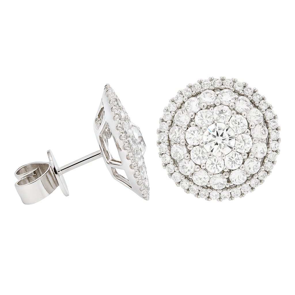 18K White Gold Diamond Stud Earrings, 1.82ct