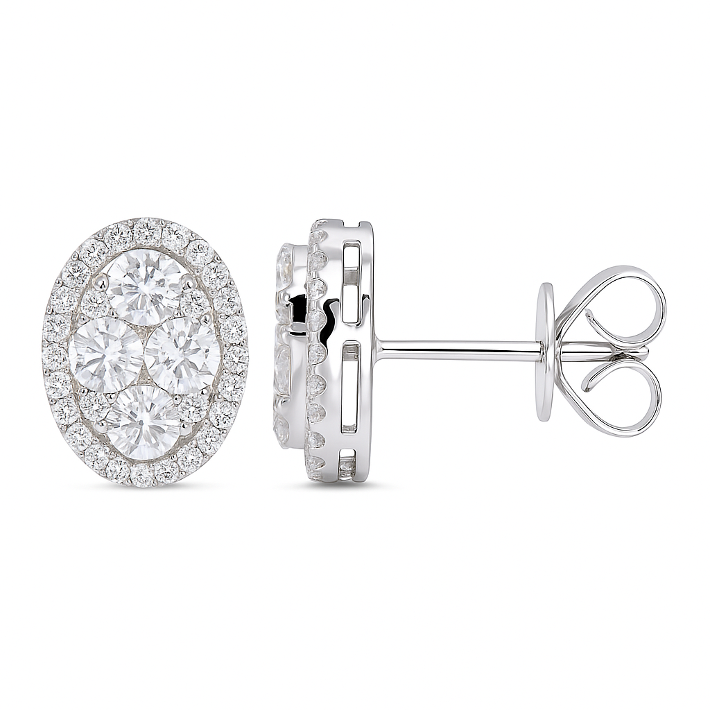 18K White Gold Diamond Stud Earrings, 1.09ct
