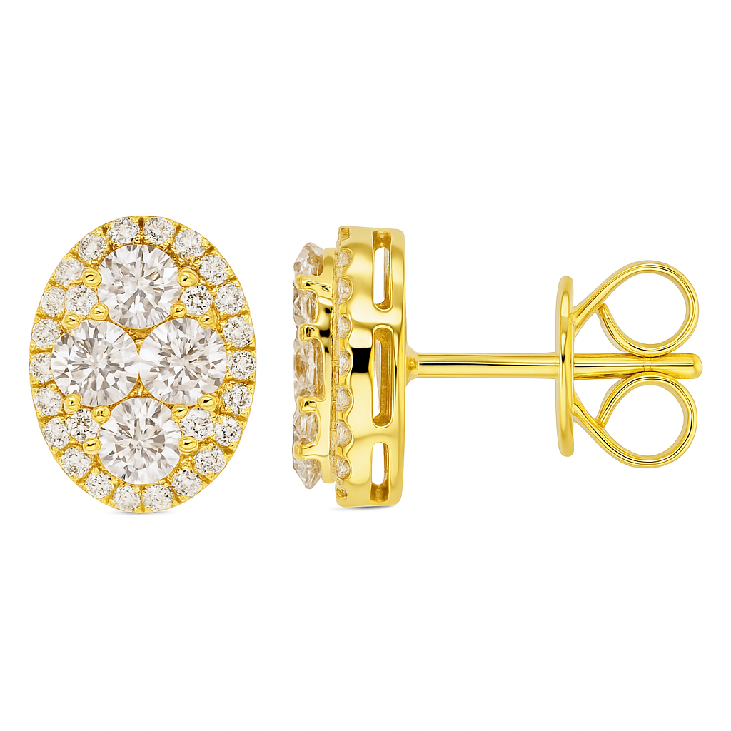 18K Yellow Gold Diamond Earrings, 1.09ct