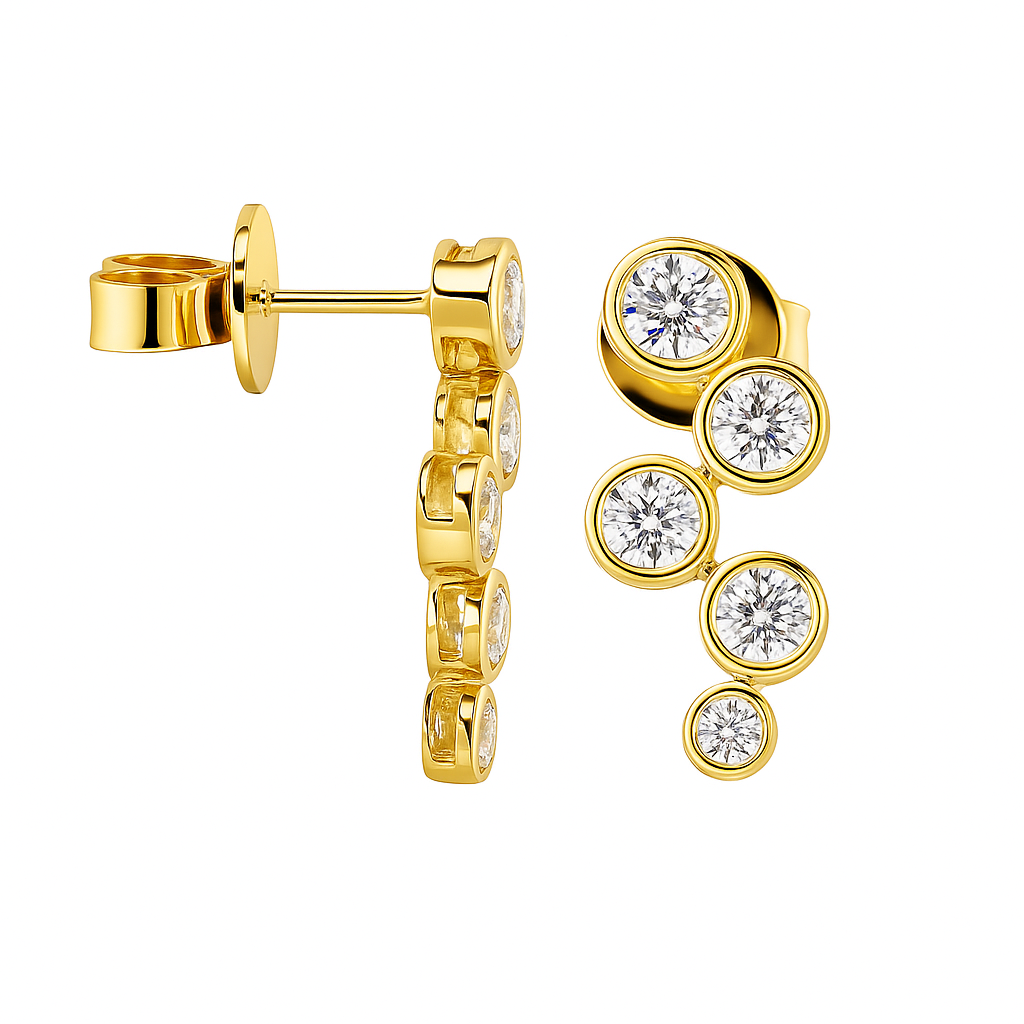 18K Yellow Gold Diamond Earrings, 0.87ct