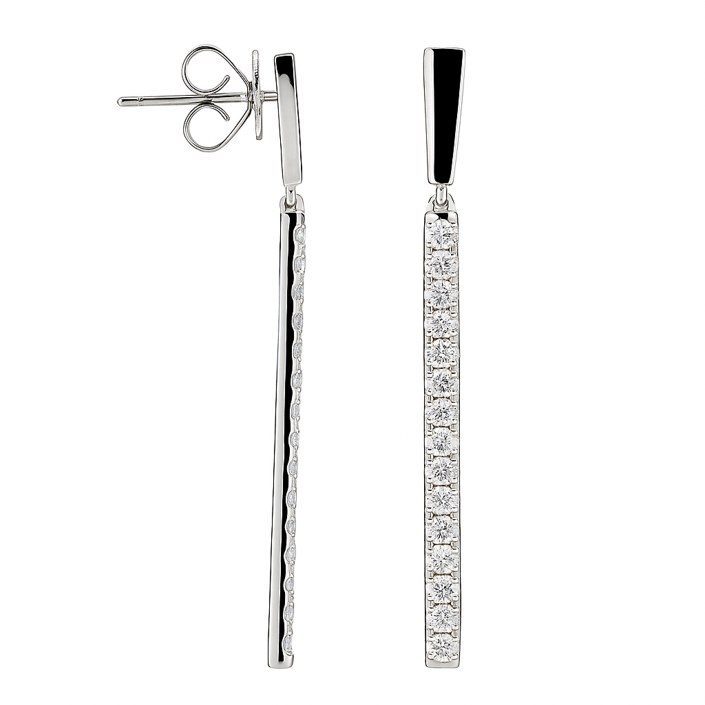 18K White Gold Diamond Hanging Earrings, 0.73ct