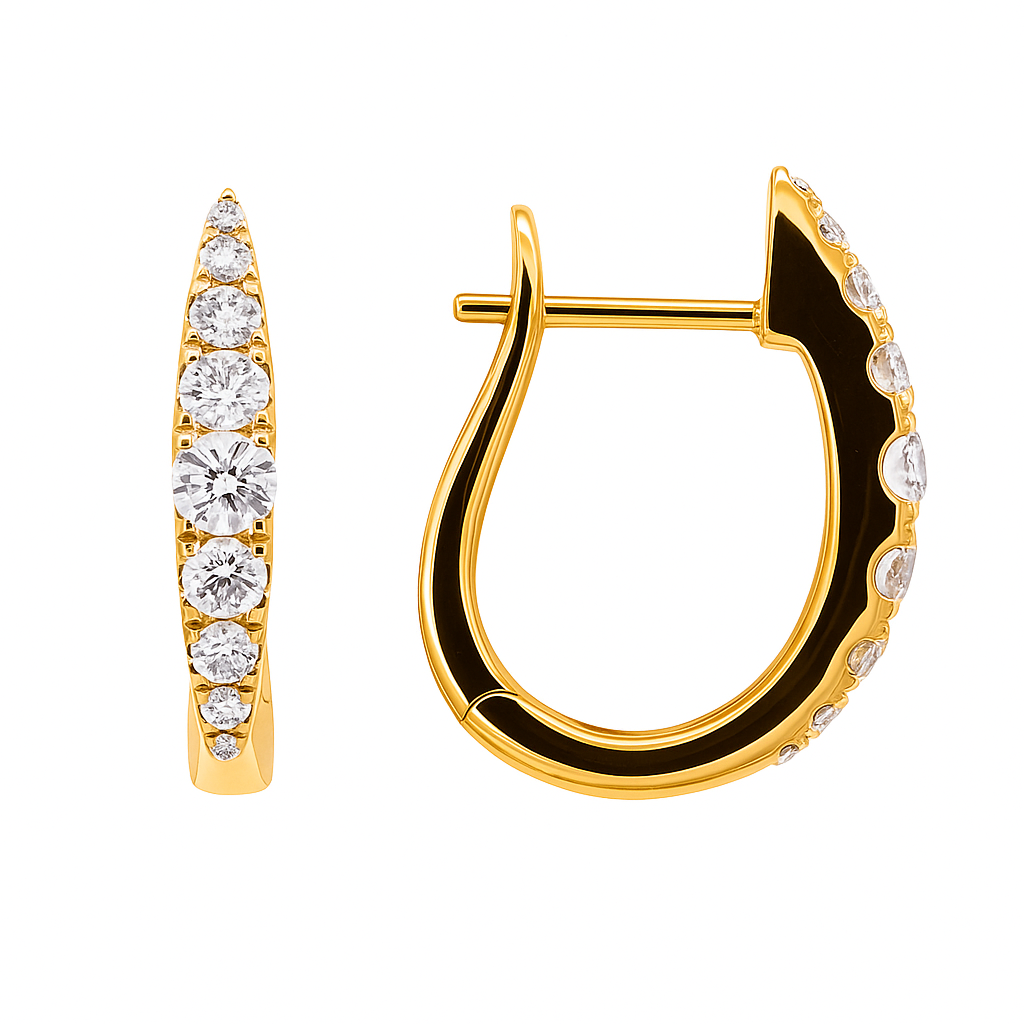 18K Yellow Gold Diamond Earrings, 0.55ct