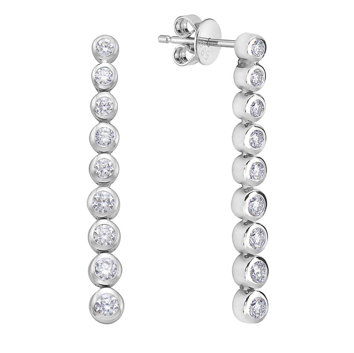 18K White Gold Diamond Earrings, 0.65ct