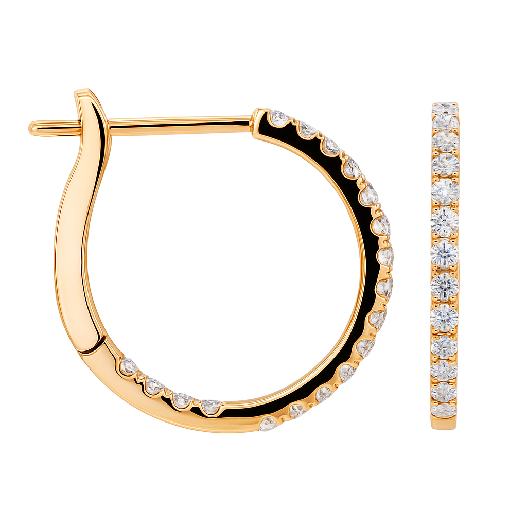 18K Yellow Gold Diamond Earrings, 0.31ct