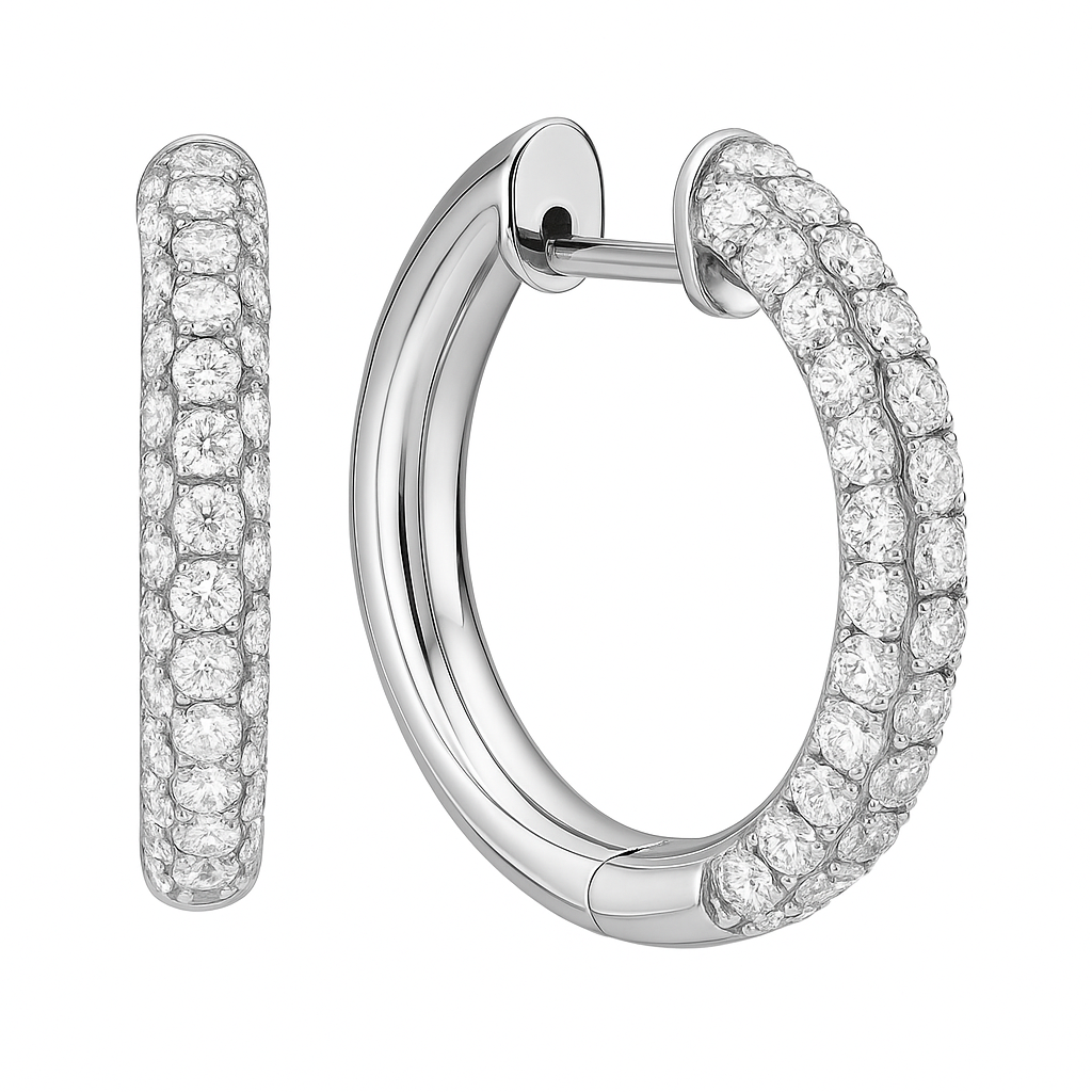 18K White Gold Diamond Hanging Earrings, 1.08ct