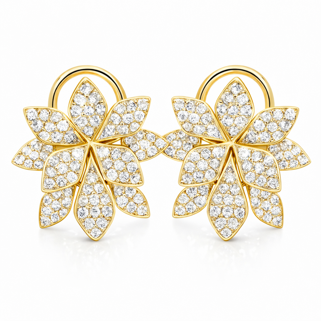 18K Yellow Gold Diamond Earrings, 1.77ct