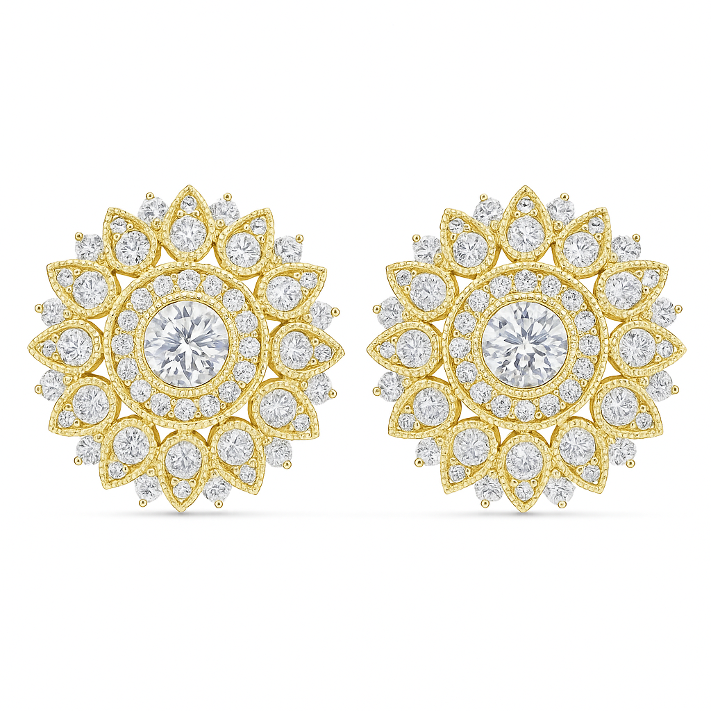 18K Yellow Gold Diamond Earrings, 1.82ct