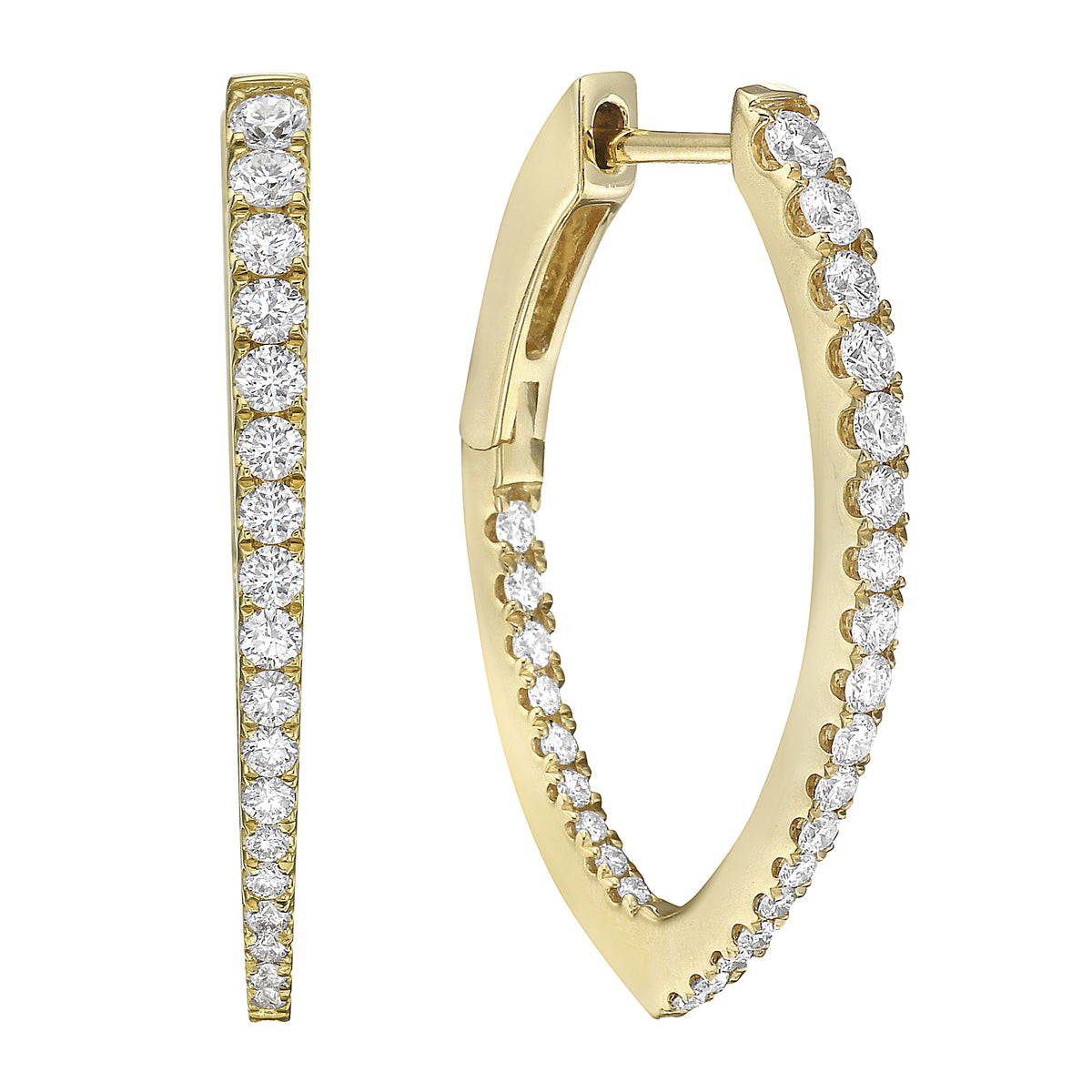 18K Yellow Gold Diamond Earrings, 0.65ct