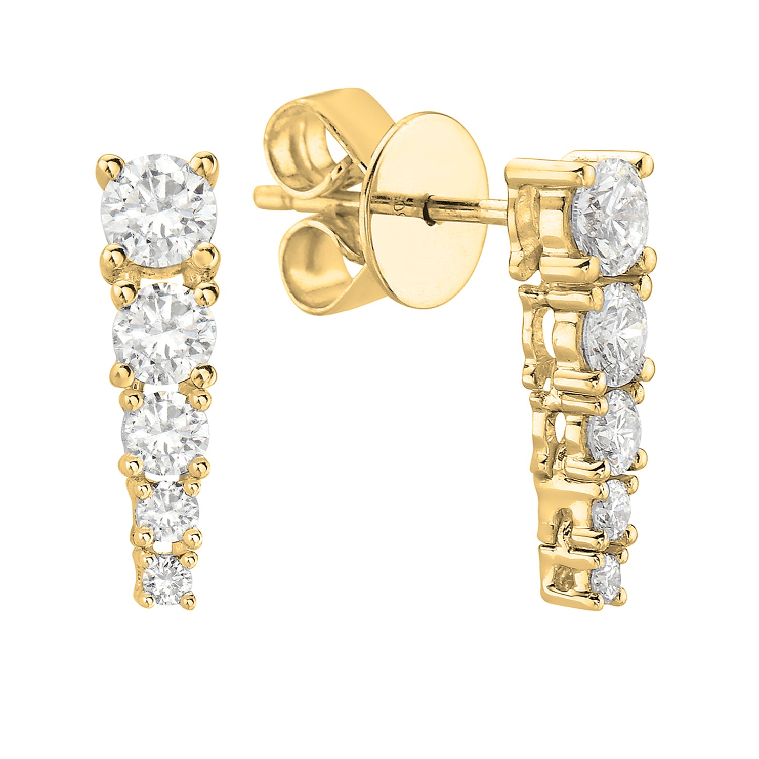 E055124Y - Earrings 18KY/2.5G 6RD-0.65CT 4RD-0.07CT