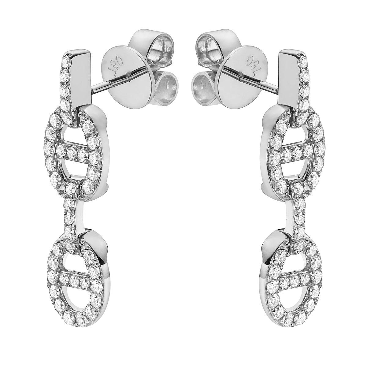 18K White Gold Diamond Earrings, 0.68ct