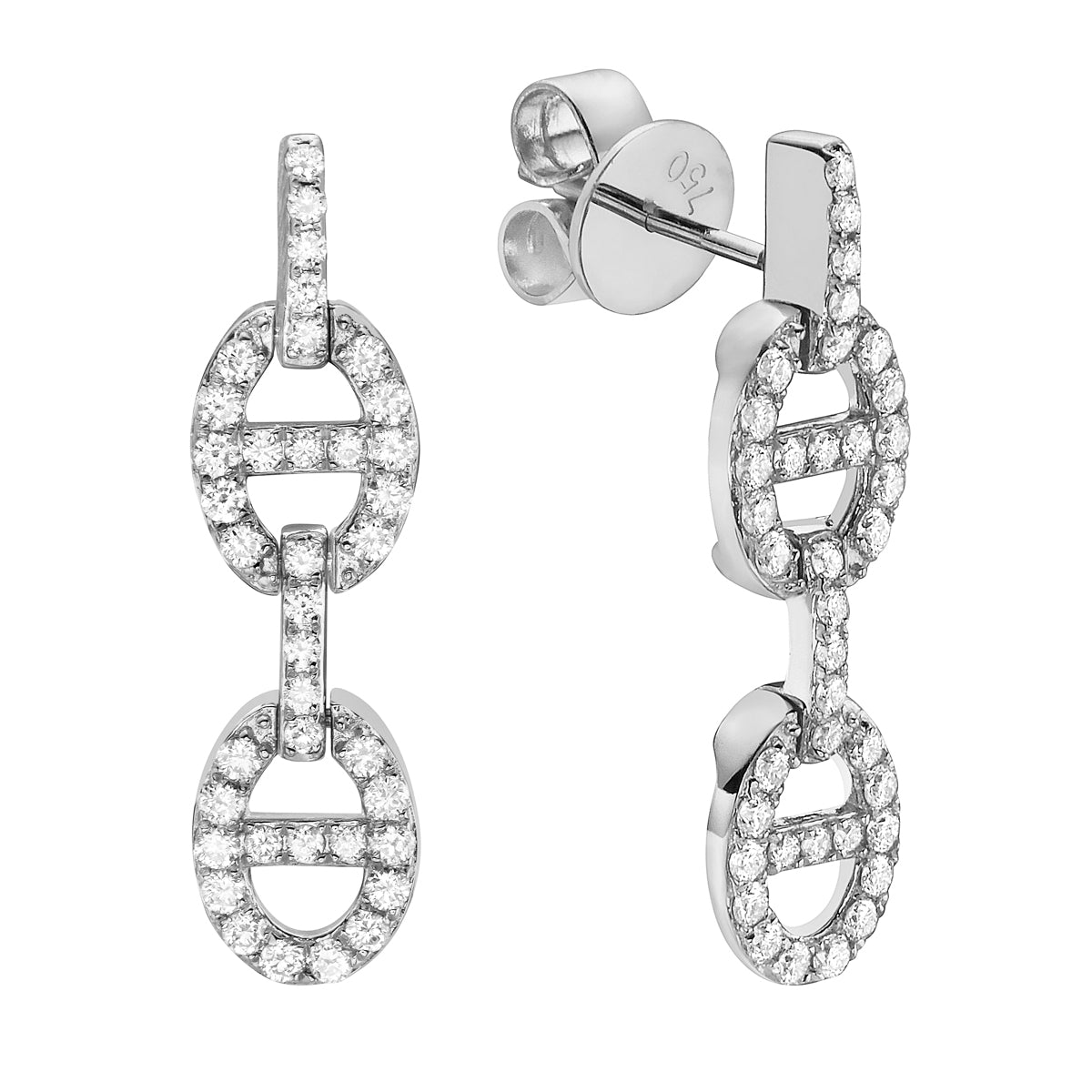 18K White Gold Diamond Earrings, 0.68ct