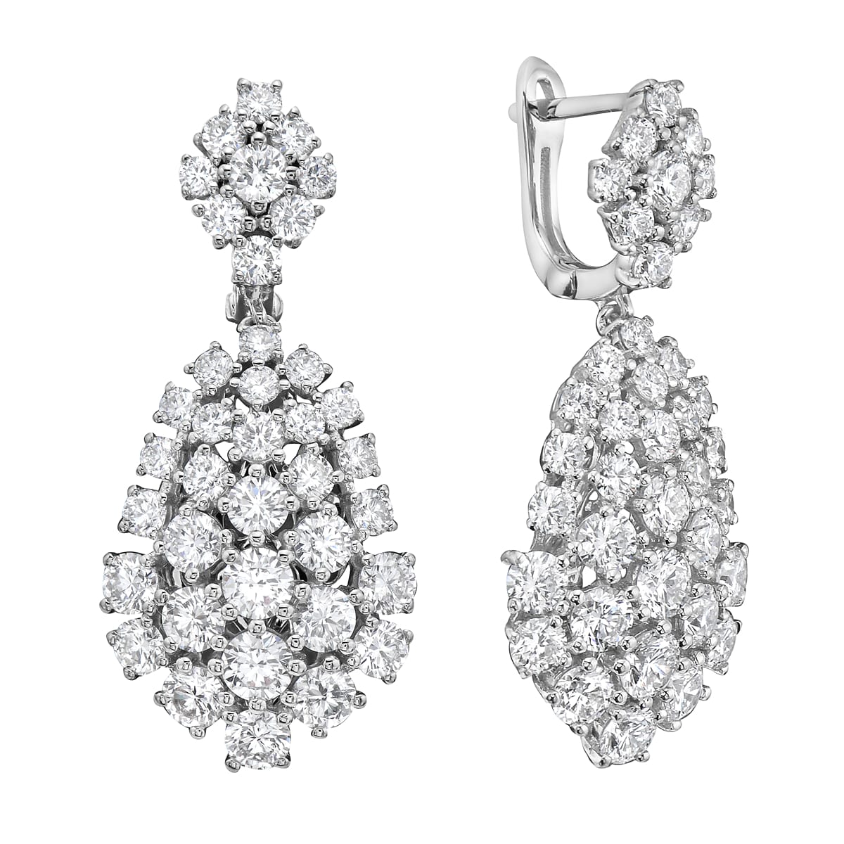 14K White Gold Diamond Hanging Earrings, 5.51ct