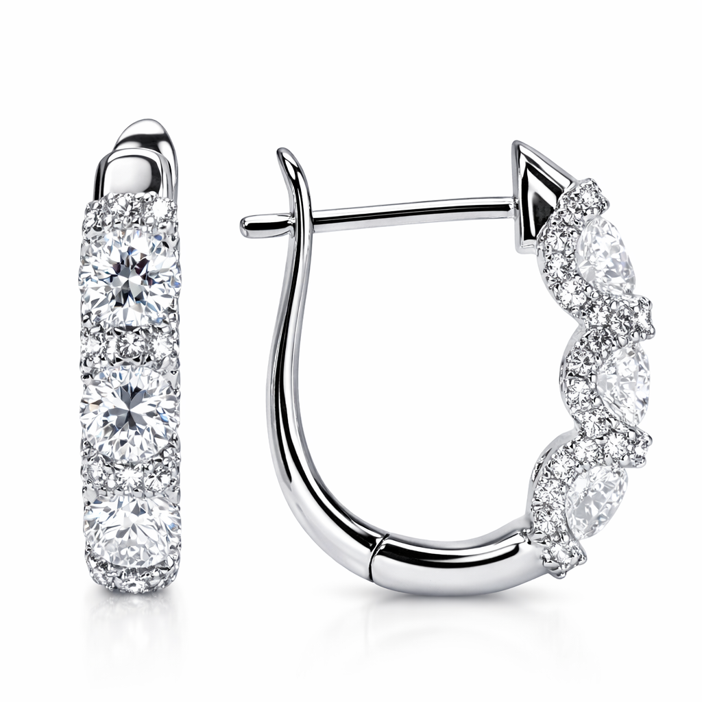 18K White Gold Diamond Earrings, 1.02ct