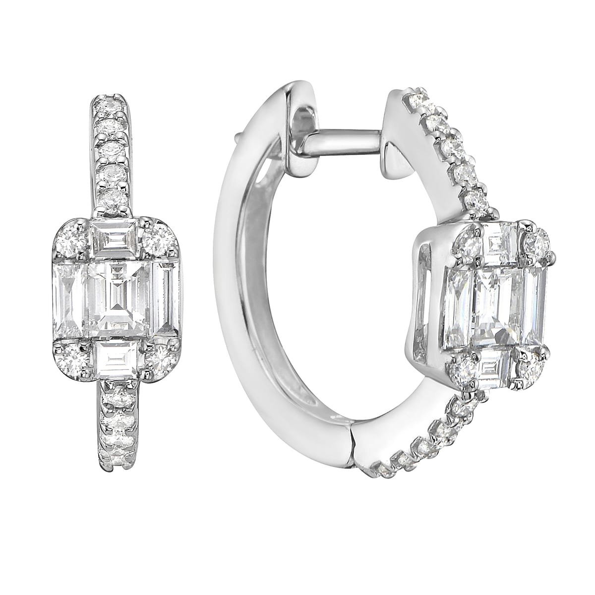 AE155467 - Earrings 14KW/2.3G 10BD-0.34CT 28RD-0.16CT