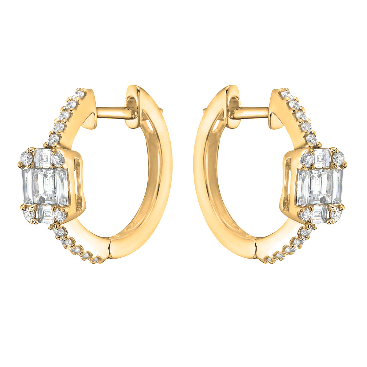 AE155467Y - Earrings 14KY/2.3G 10BD-0.34CT 28RD-0.16CT