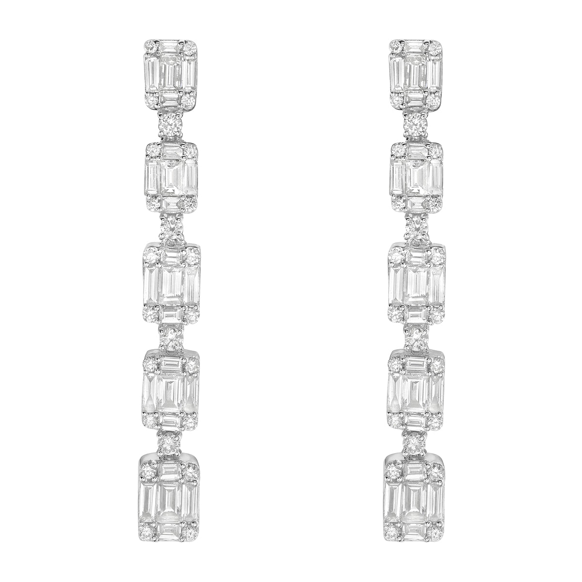 18K White Gold Diamond Earrings, 2.9ct